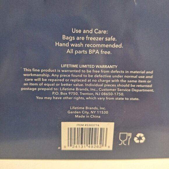 Colourworks Reusable Snack Bag Purple Set of 2 BPA‎ Free Freezer Lunch School - Picture 5 of 7